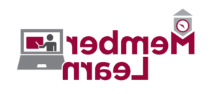 The words MemberLearn appear in a cranberry color, with the League of Minnesota Cities logo atop the M and a grey laptop to the right of these words.